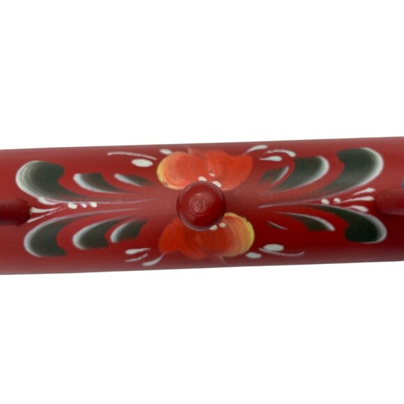 Vintage Wooden Kitchen Rack Norwegian Rosemaling Folk Art Painting - Picture 8 of 13